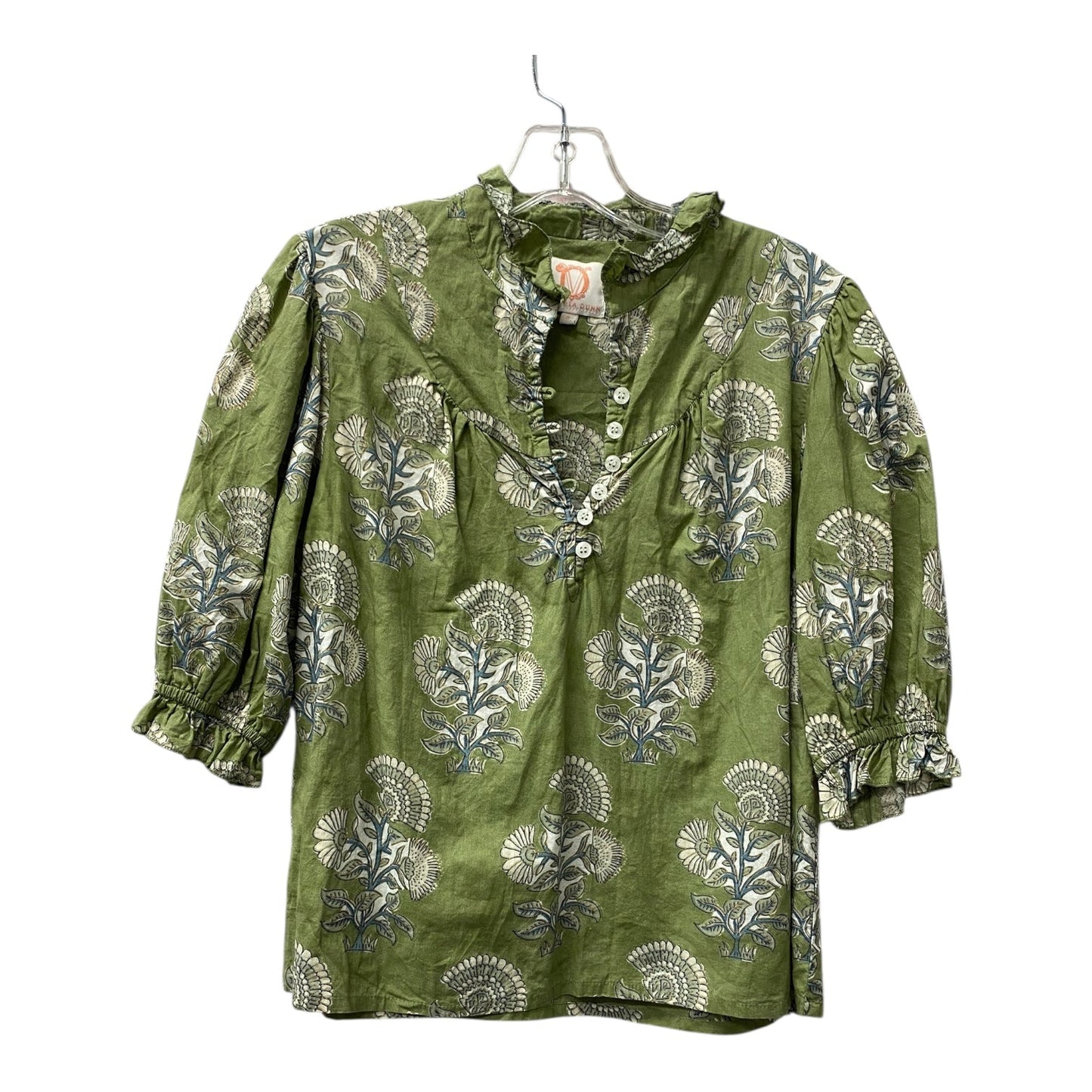 Top 3/4 Sleeve By Victoria Dunn  In Green, Size:S