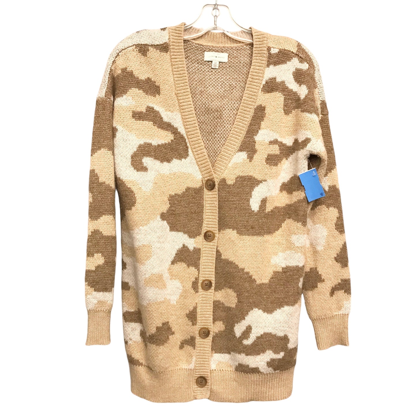 Sweater Cardigan By Lucky Brand In Tan, Size:S