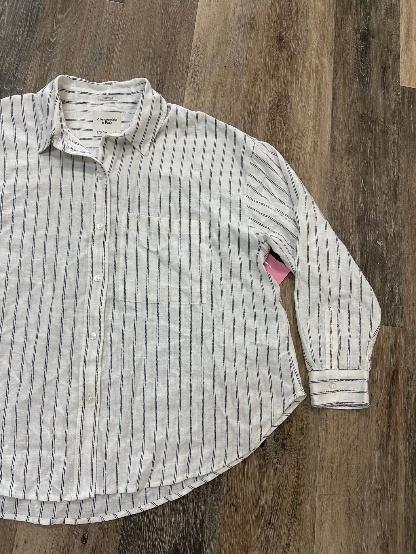 Blouse Long Sleeve By Abercrombie And Fitch In Striped Pattern, Size: L