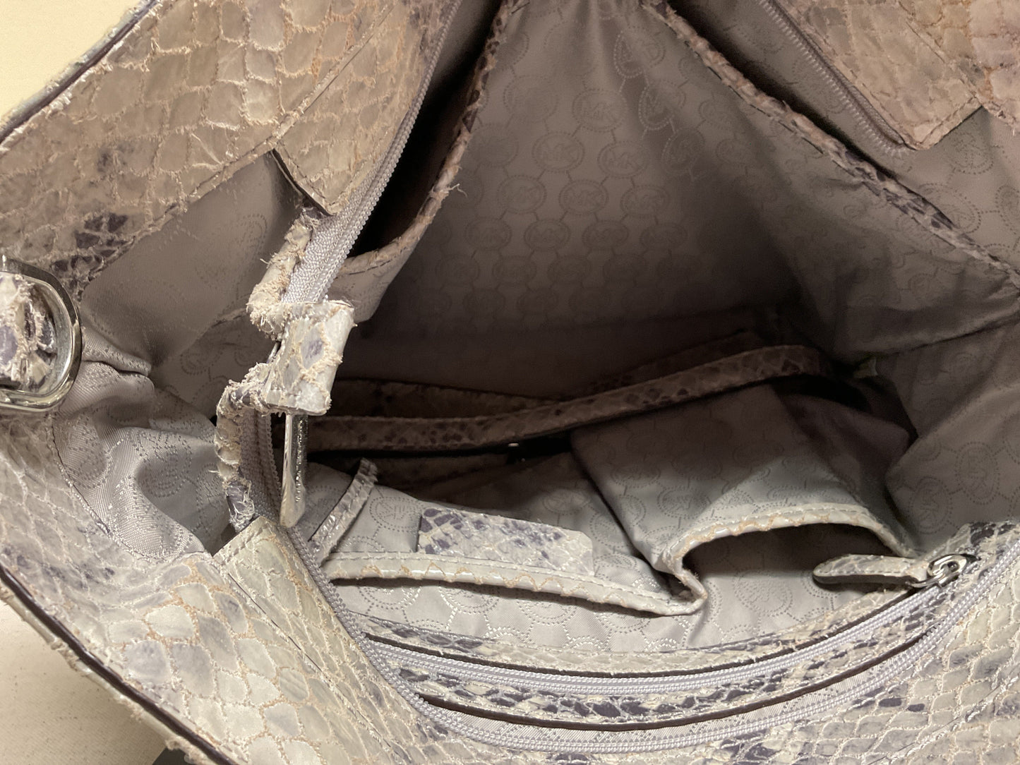 Handbag Designer By Michael Kors In Snakeskin Print, Size:Large