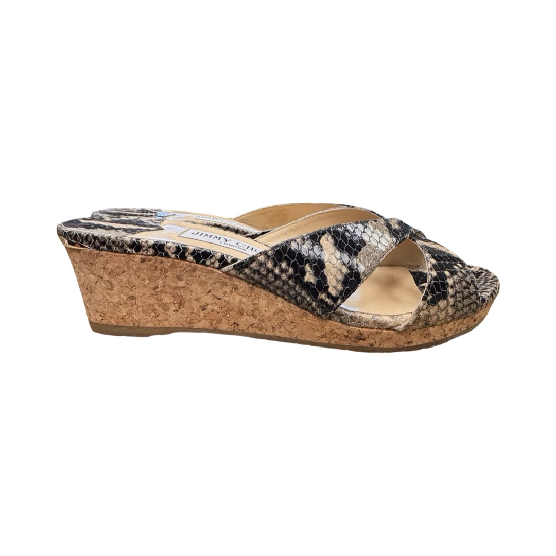 Sandals Luxury Designer By Jimmy Choo In Animal Print, Size:9 (EU39.5)