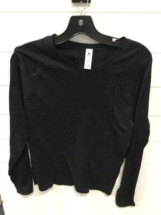 Athletic Top Ls Crewneck By 90 Degrees By Reflex In Black, Size:Xl