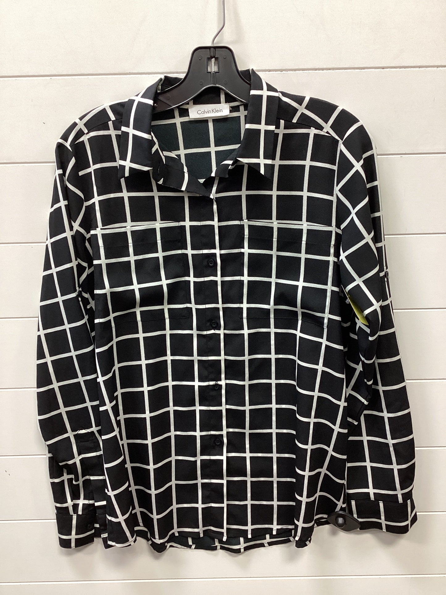 Top Ls By Calvin Klein In Black & White, Size:M