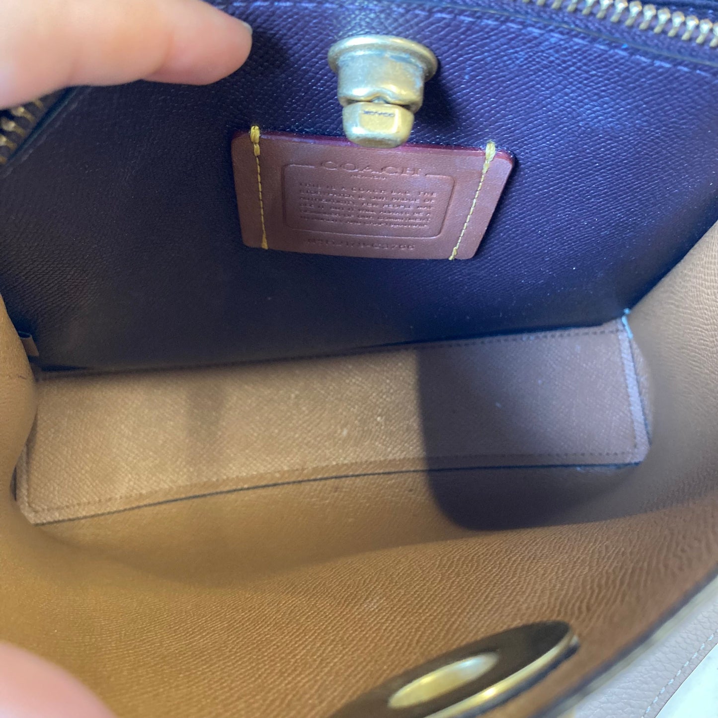 Handbag Designer By Coach In Beige, Size:Small
