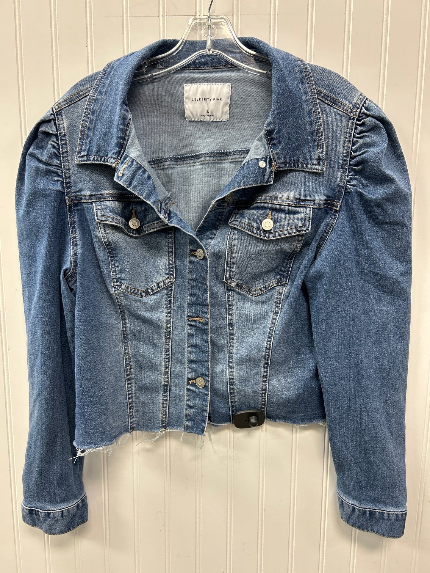 Jacket Denim By Celebrity Pink In Blue Denim, Size:L