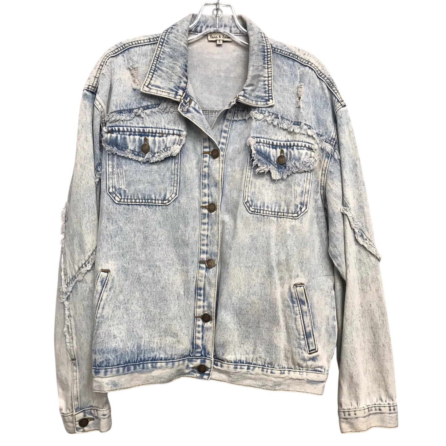 Jacket Denim By Aaron & Amber In Blue Denim, Size:L