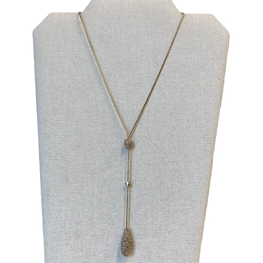 Necklace Lariat & Y-Drop By Express In Gold & White