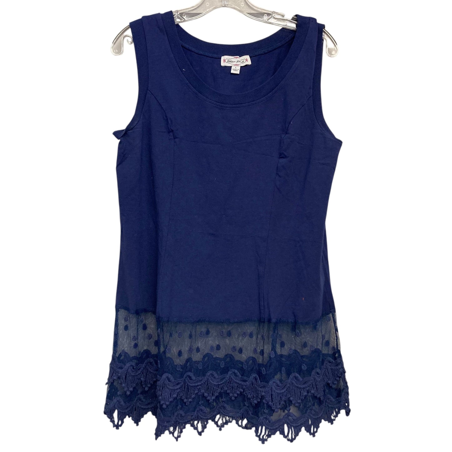 Top Sleeveless By Kathleen Kirkwood In Navy, Size:L