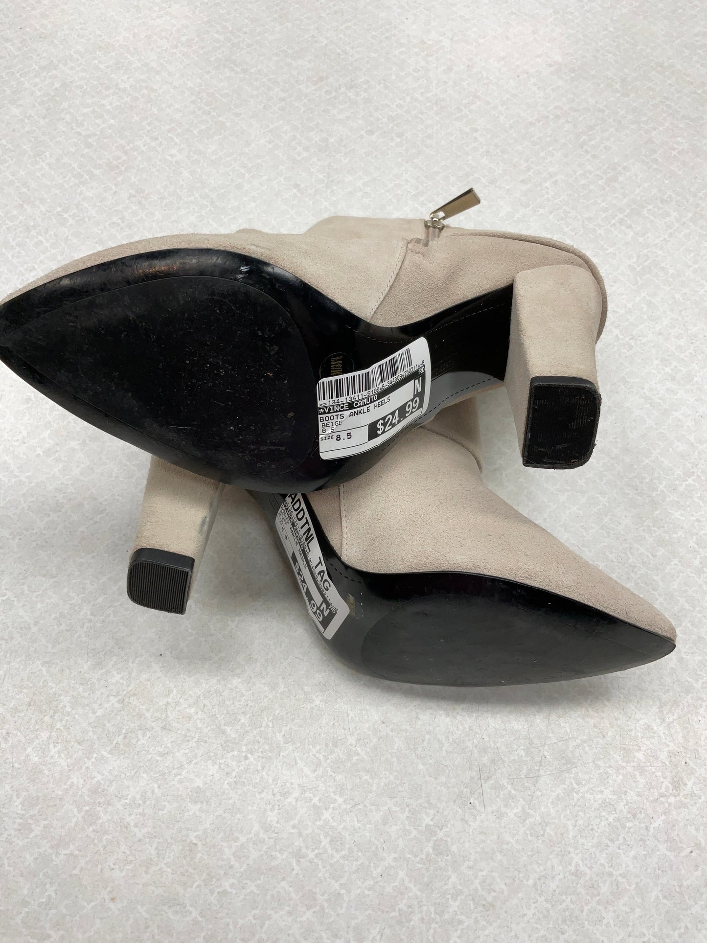 Boots Ankle Heels By Vince Camuto In Beige, Size:8.5