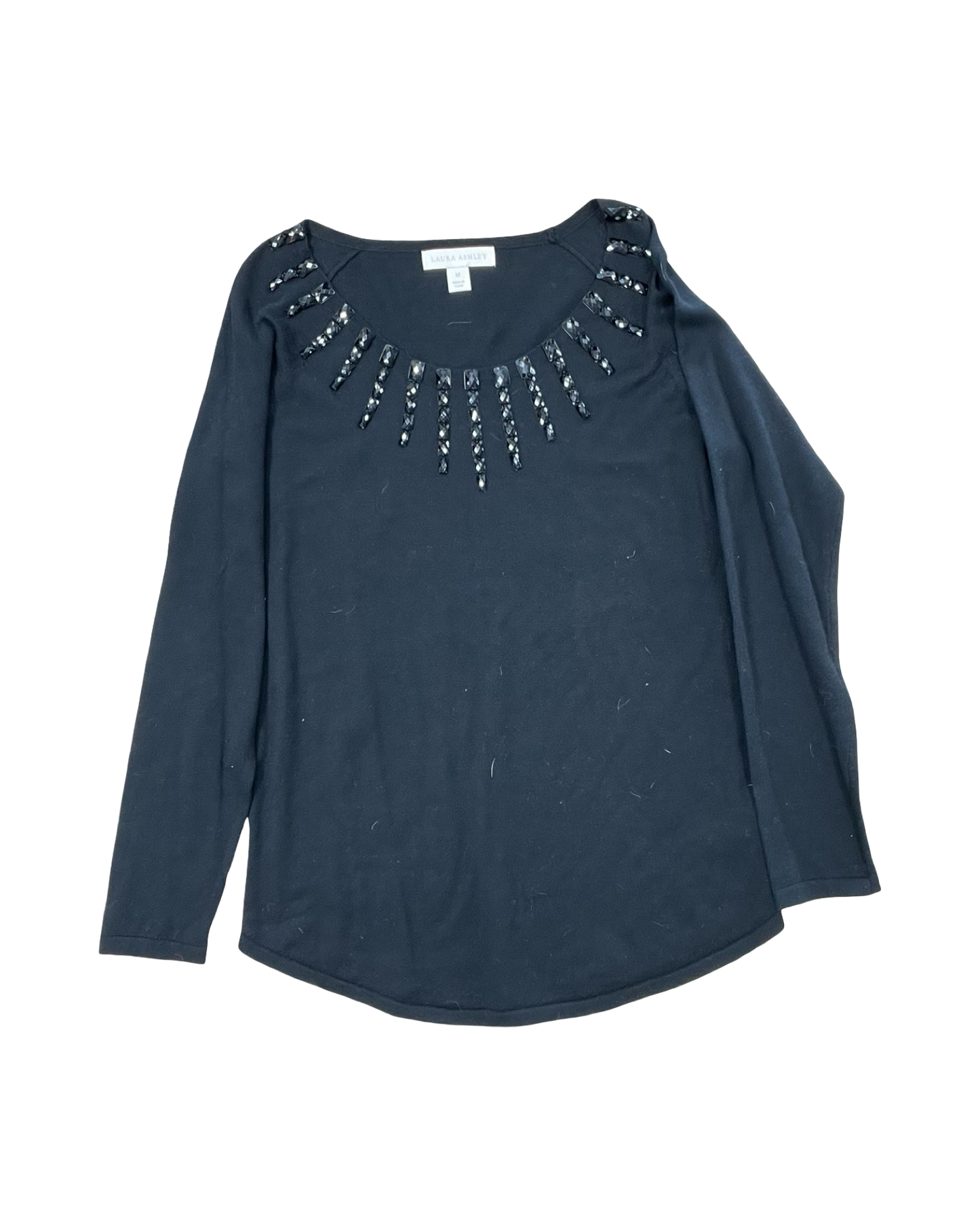 Top Ls By Laura Ashley In Black, Size:M