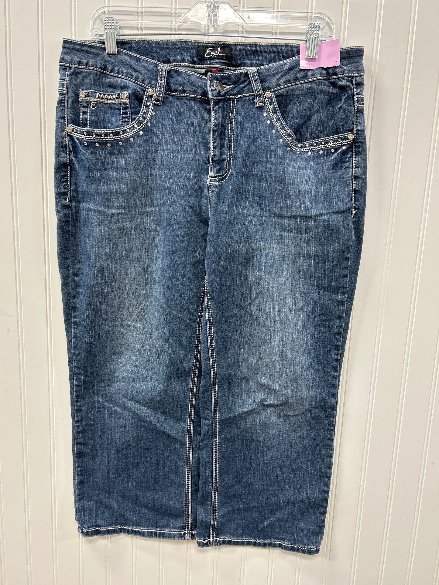 Capris By Earl Jean In Blue Denim, Size:16