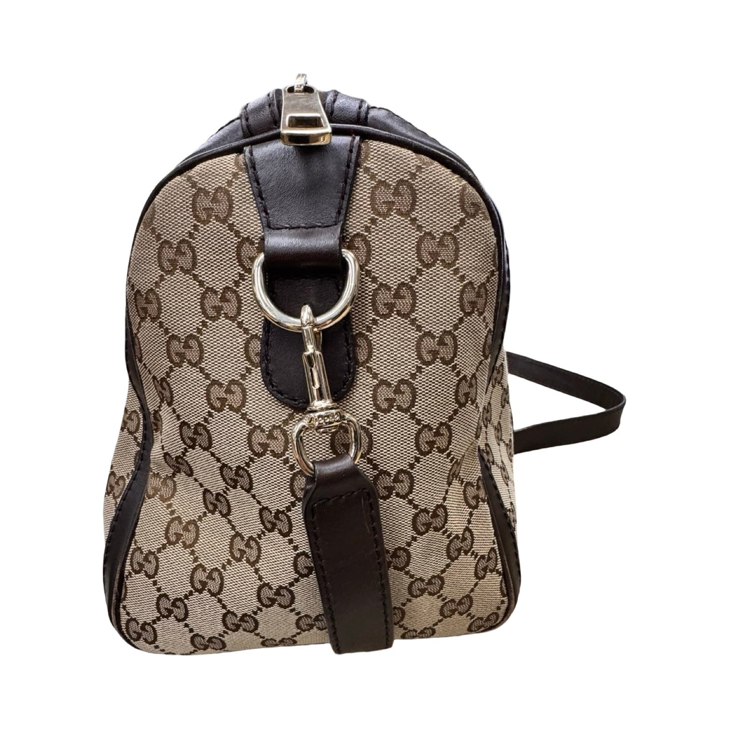 Boston Handbag Luxury Designer By Gucci In Brown, Size:Medium (As Is)