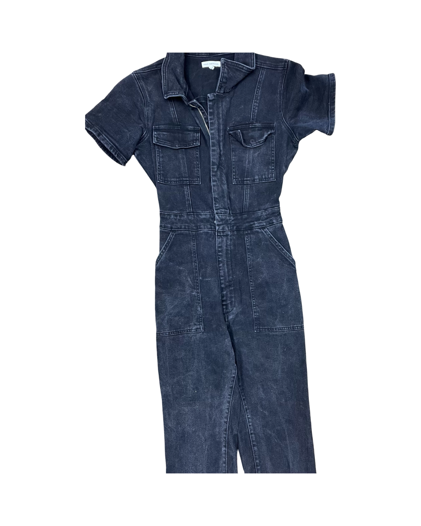Jumpsuit By Good American In Black Denim, Size:Xs