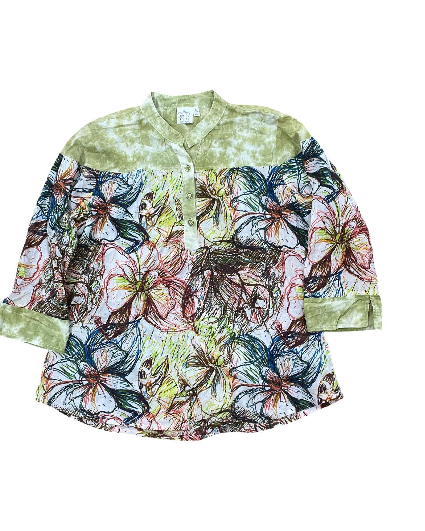 Top 3/4 Sleeve By Parsley & Sage In Green, Size:L