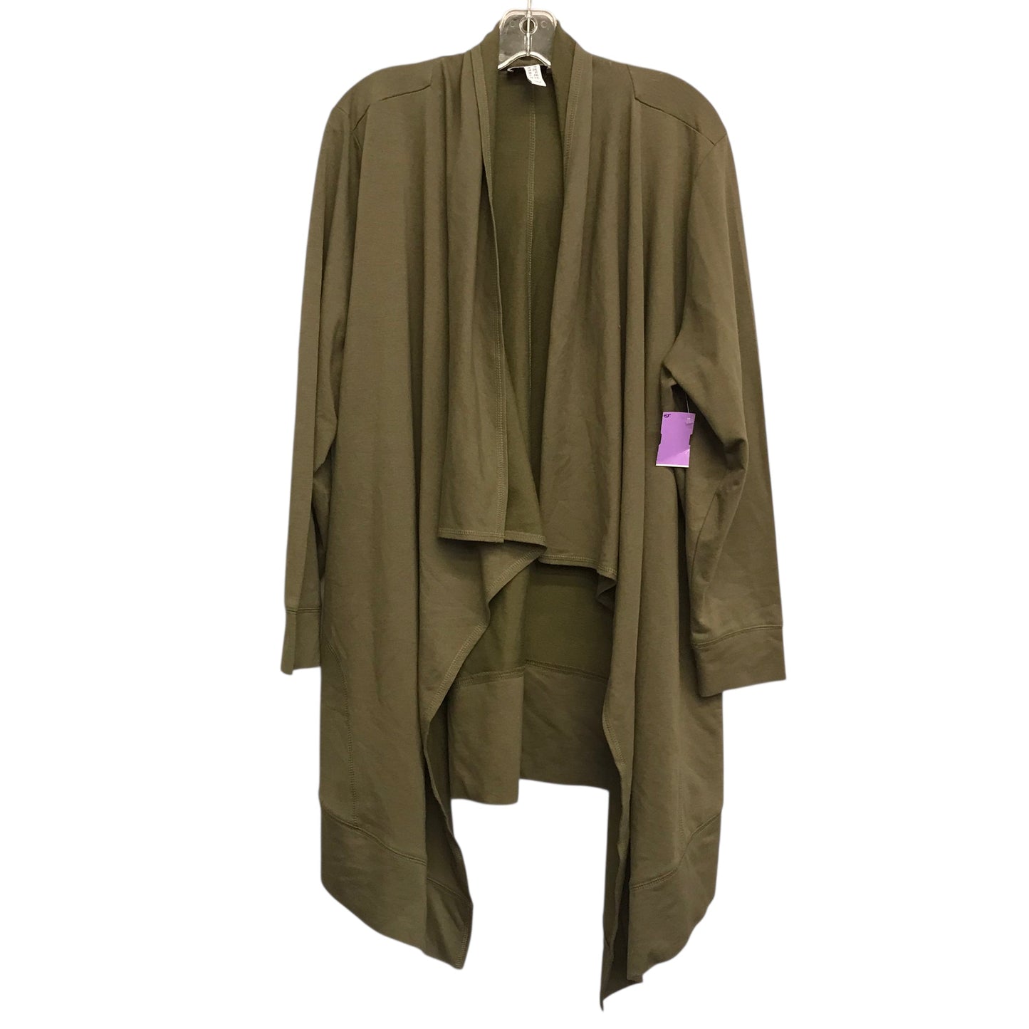 Sweater Cardigan By Denim And Co Qvc In Green, Size:1X