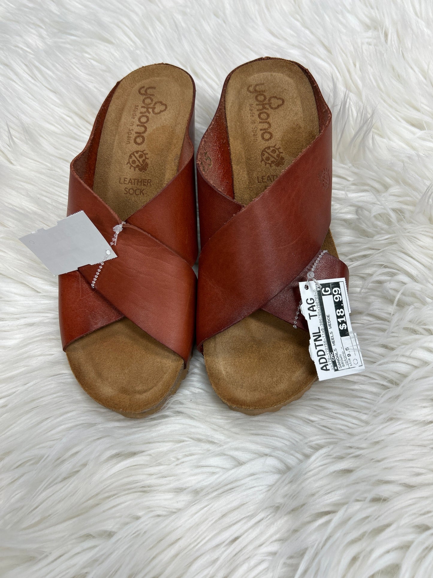 Sandals Heels Wedge By Cmc In Brown, Size:9.5