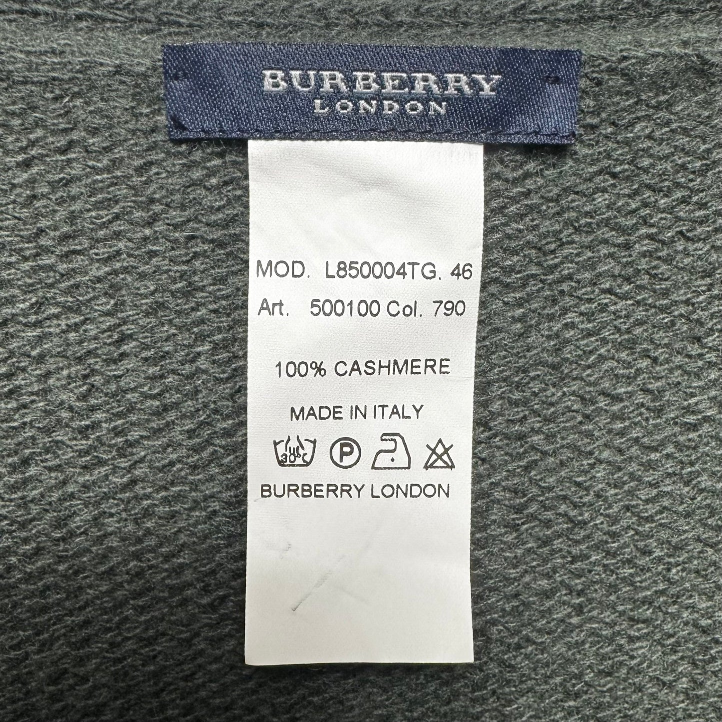 Vintage 100% Cashmere Sweater Cardigan Luxury Designer By Burberry In Green, Size: 14 (46)