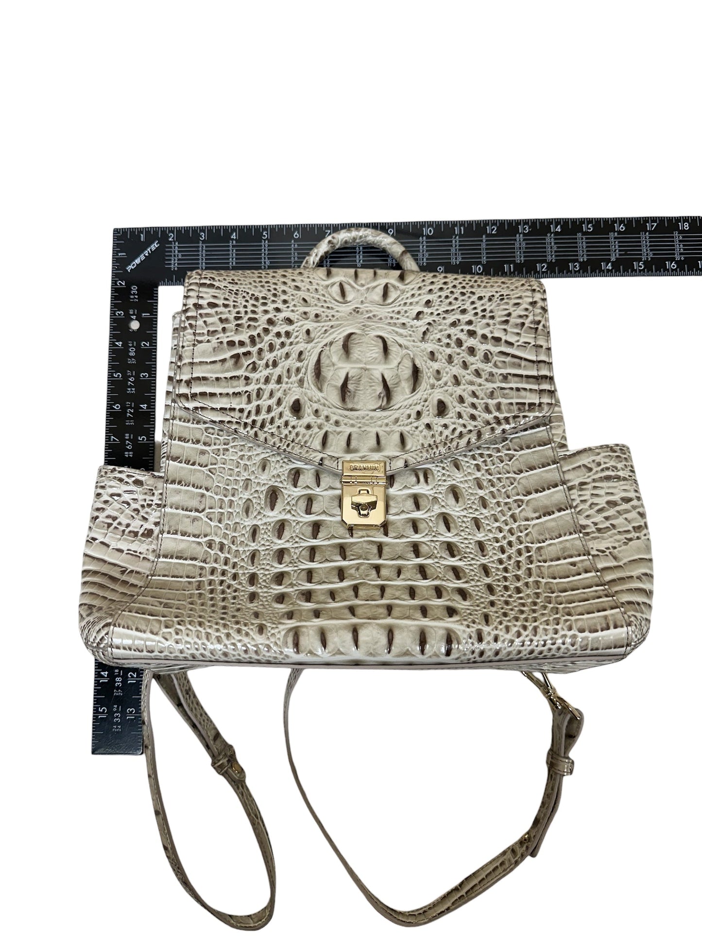 Backpack Designer By Brahmin In Brown & Cream, Size:Medium