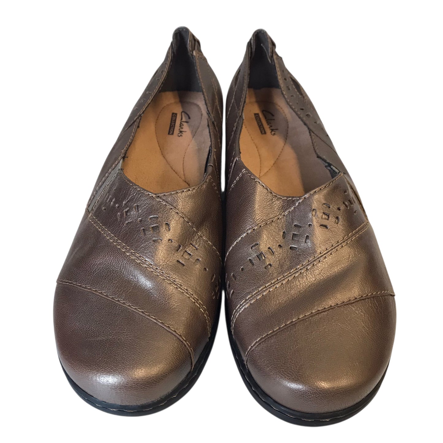 Shoes Flats By Clarks In Bronze, Size:9.5