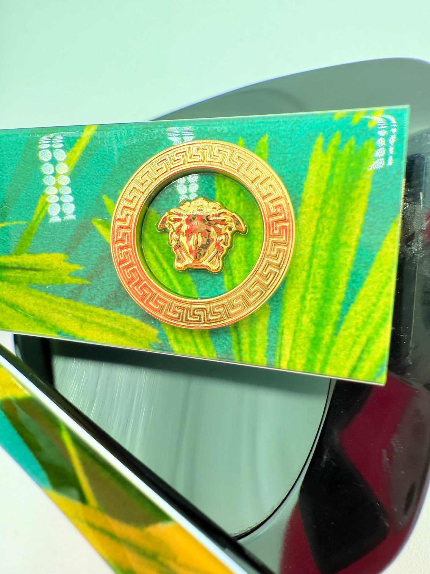 Sunglasses Luxury Designer By Versace In Green & Yellow