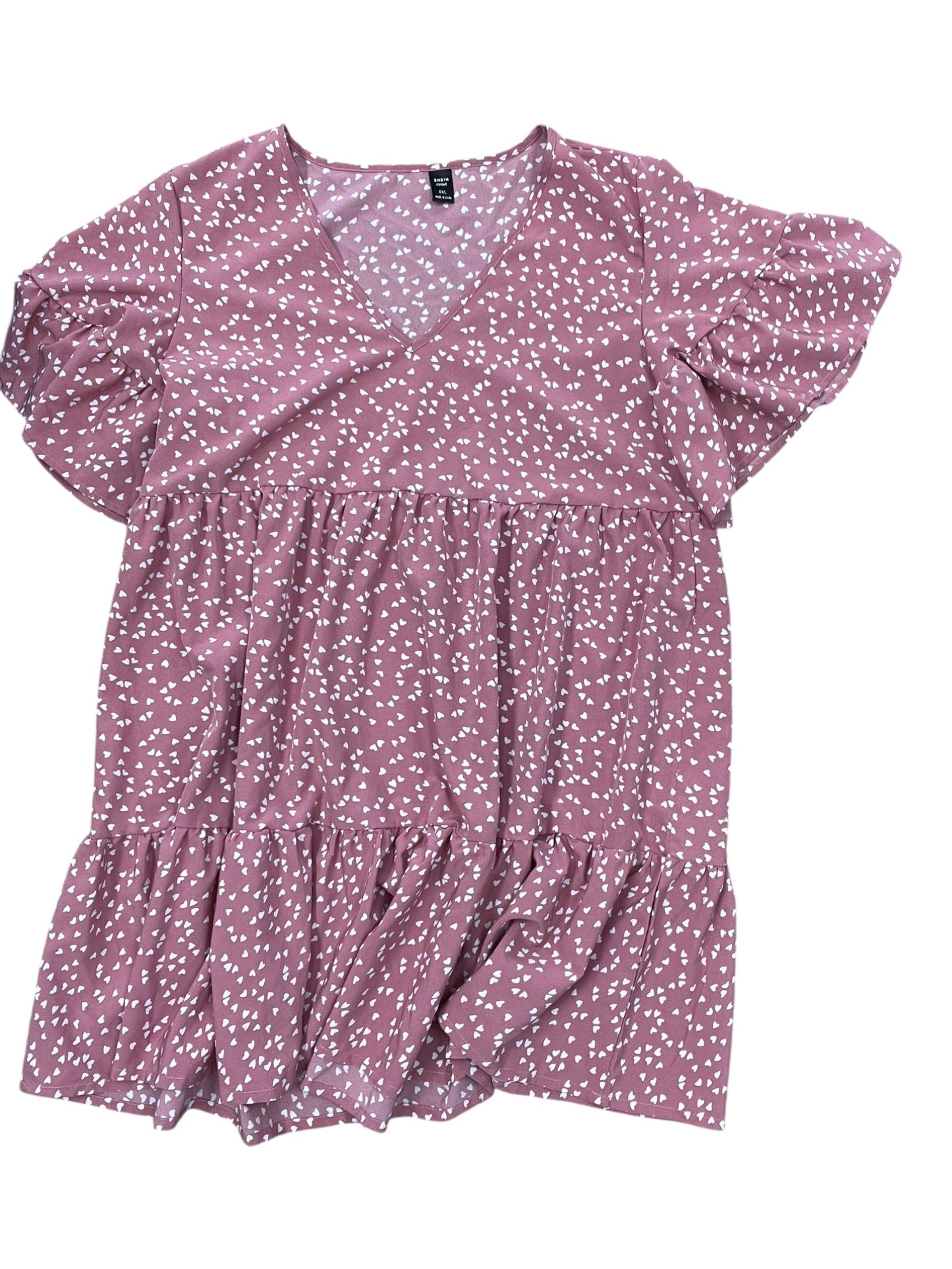 Dress Casual Midi By Shein In Pink & White, Size:Xl