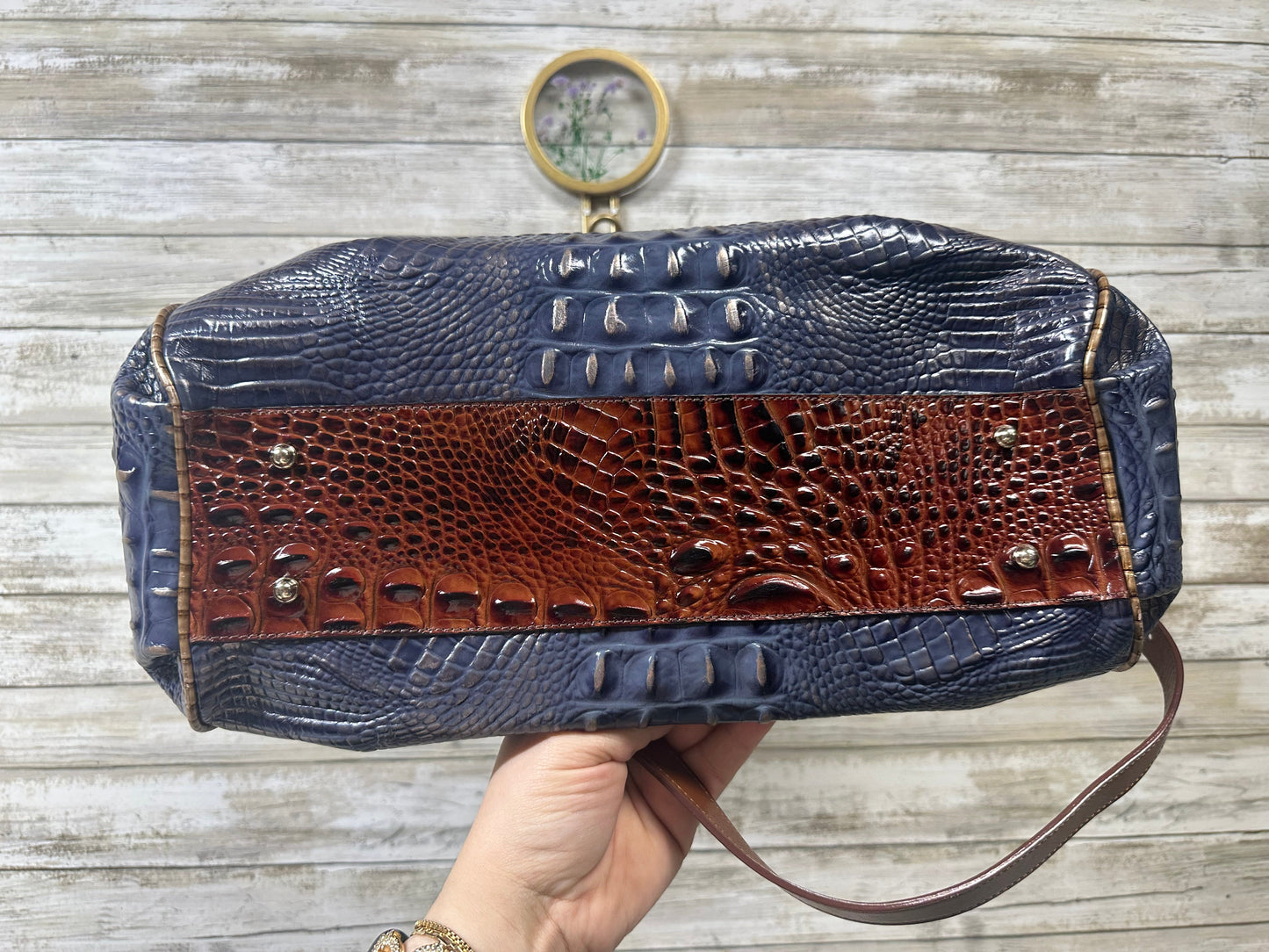 Handbag Designer By Brahmin In Brown & Purple, Size:Large