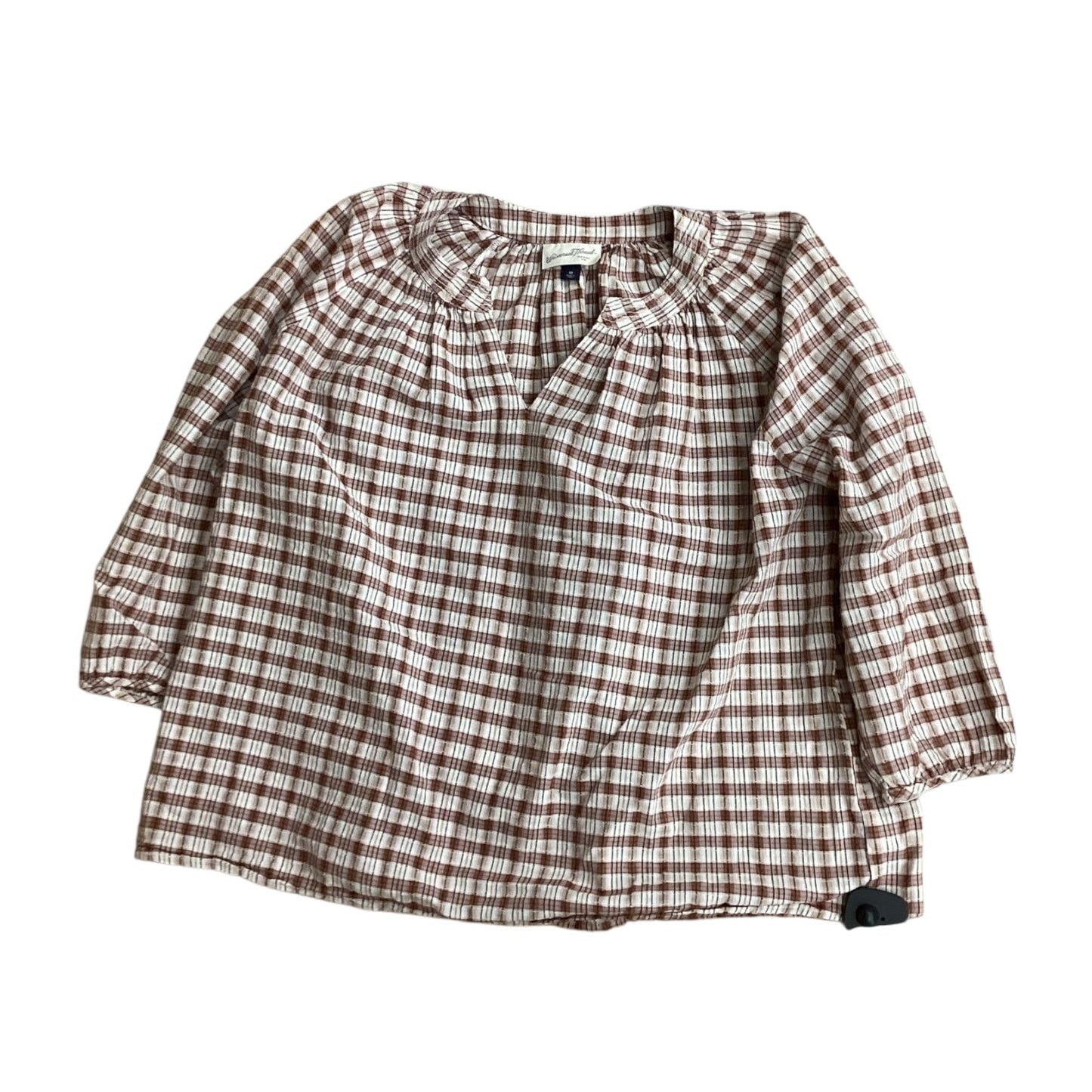 Top 3/4 Sleeve By Universal Thread In Checkered Pattern, Size:M