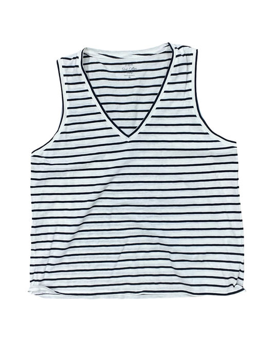 Top Sleeveless By J. Crew In Blue & White, Size:Xl