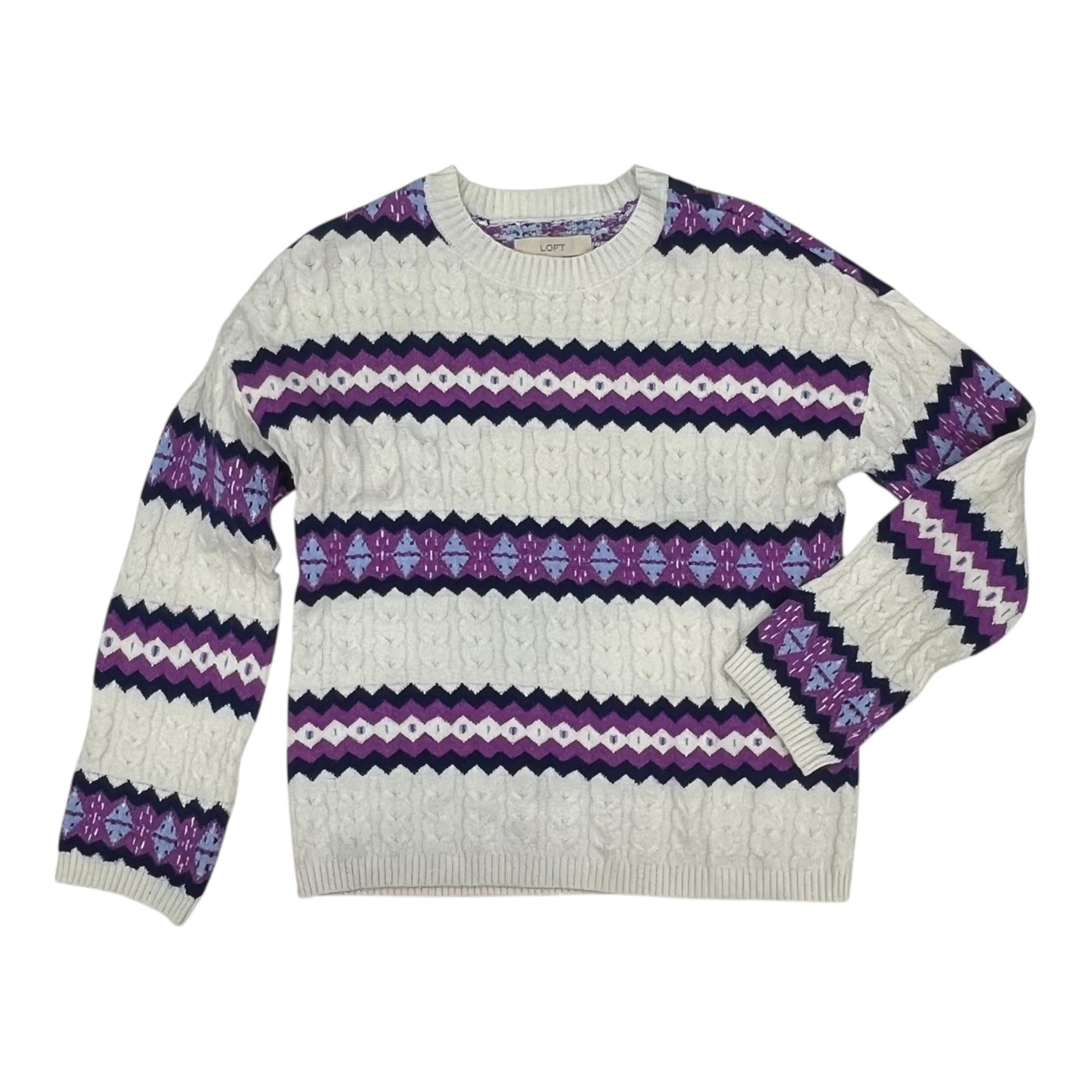 Sweater By Loft In Purple & White, Size:M