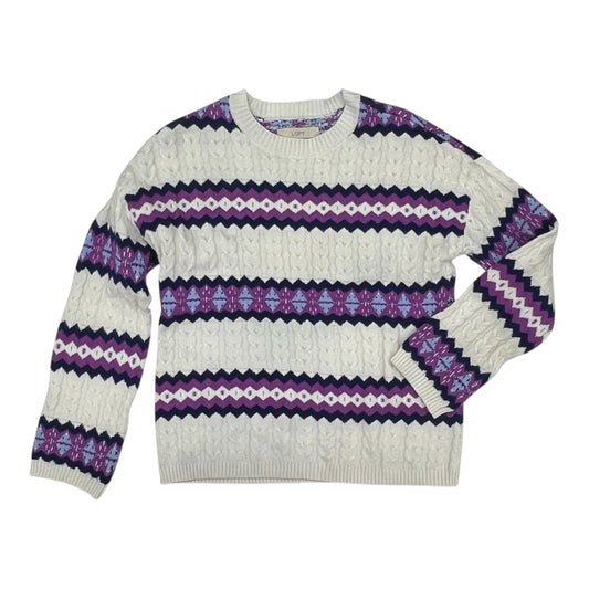 Sweater By Loft In Purple & White, Size:M