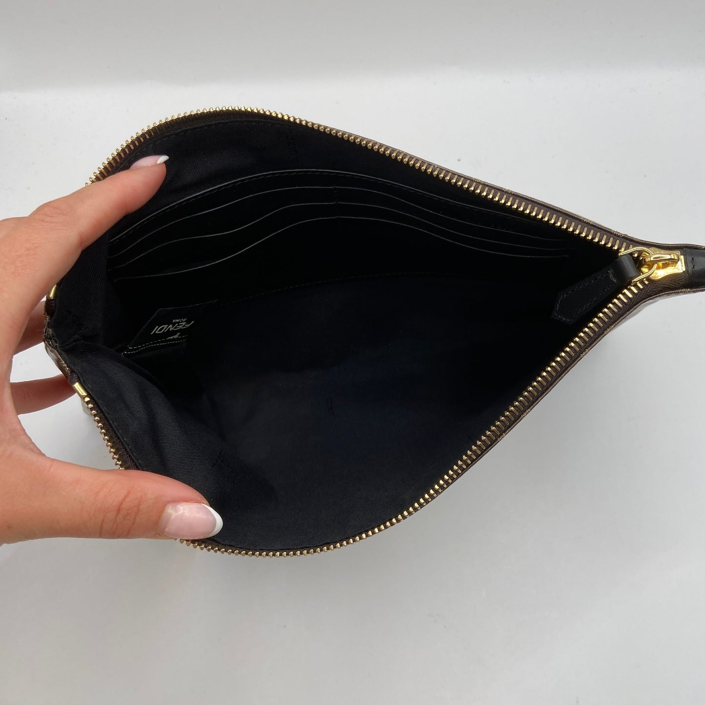 Clutch Luxury Designer By Fendi, Size: Large