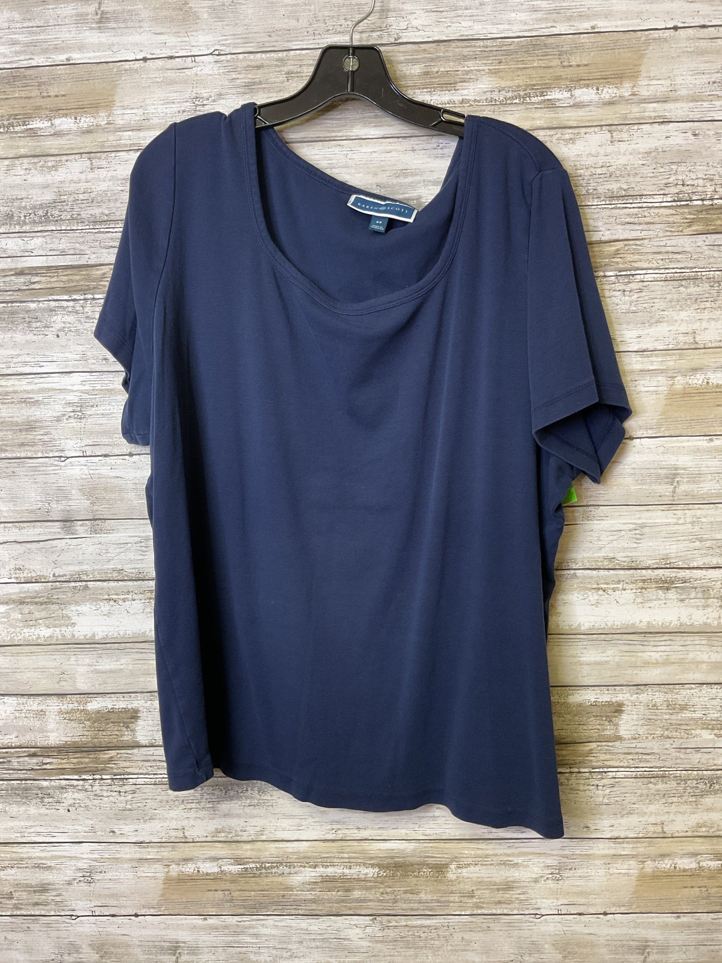 Top Ss Basic By Karen Scott In Navy, Size:3X