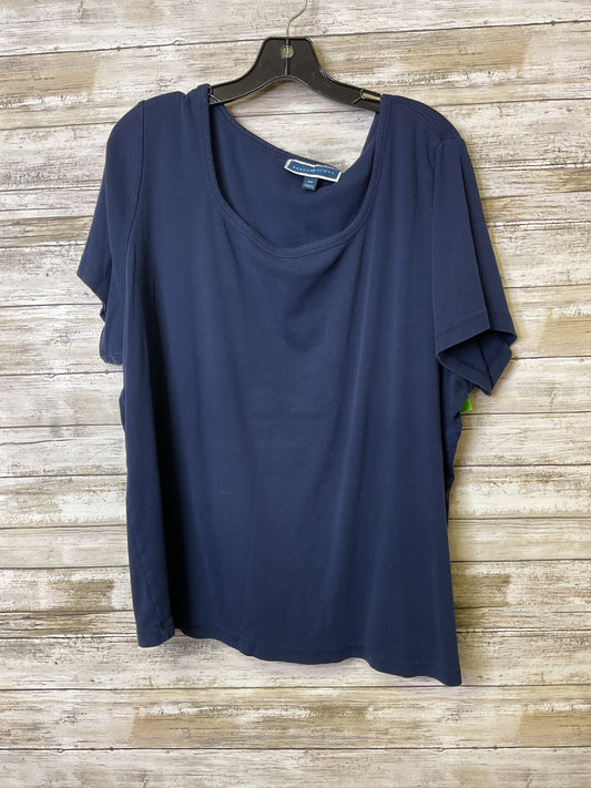 Top Ss Basic By Karen Scott In Navy, Size:3X
