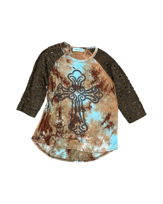 Top 3/4 Sleeve By Southern Grace In Brown, Size:M