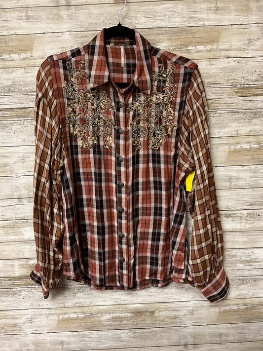 Top Ls By Free People In Brown & Cream, Size:S