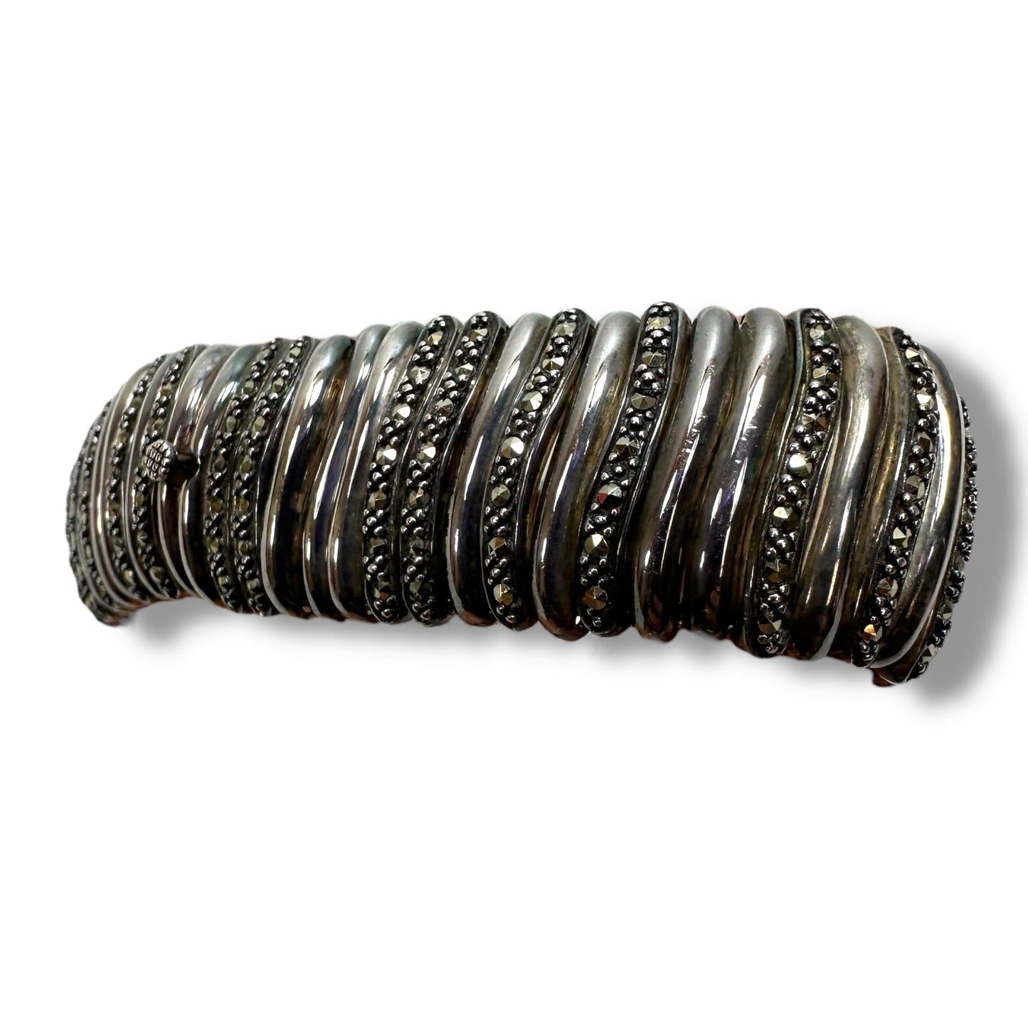 Sterling silver A925 Marcasite Stone Wave Flexible Bracelet Other By Clothes Mentor