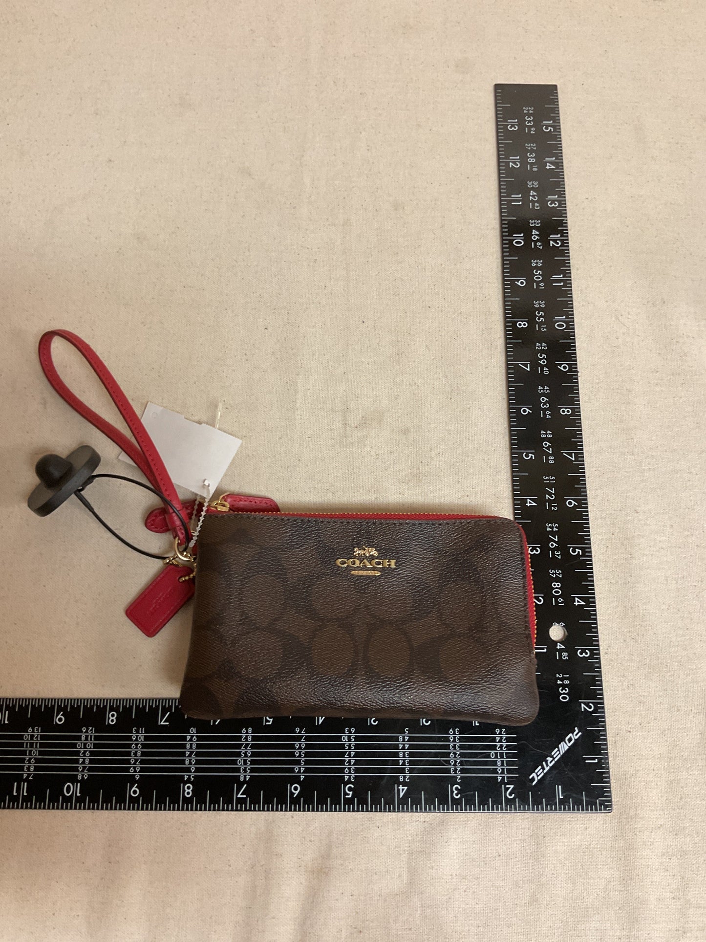 Wristlet Designer By Coach In Brown & Red, Size:Medium