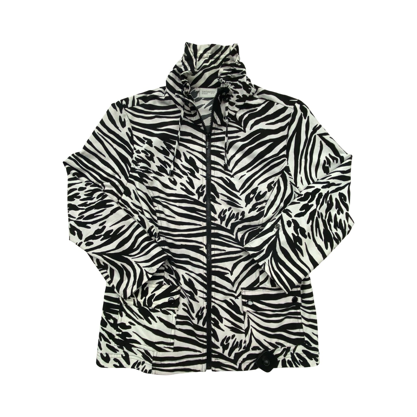 Jacket Denim By Zenergy By Chicos In Black & White, Size:M