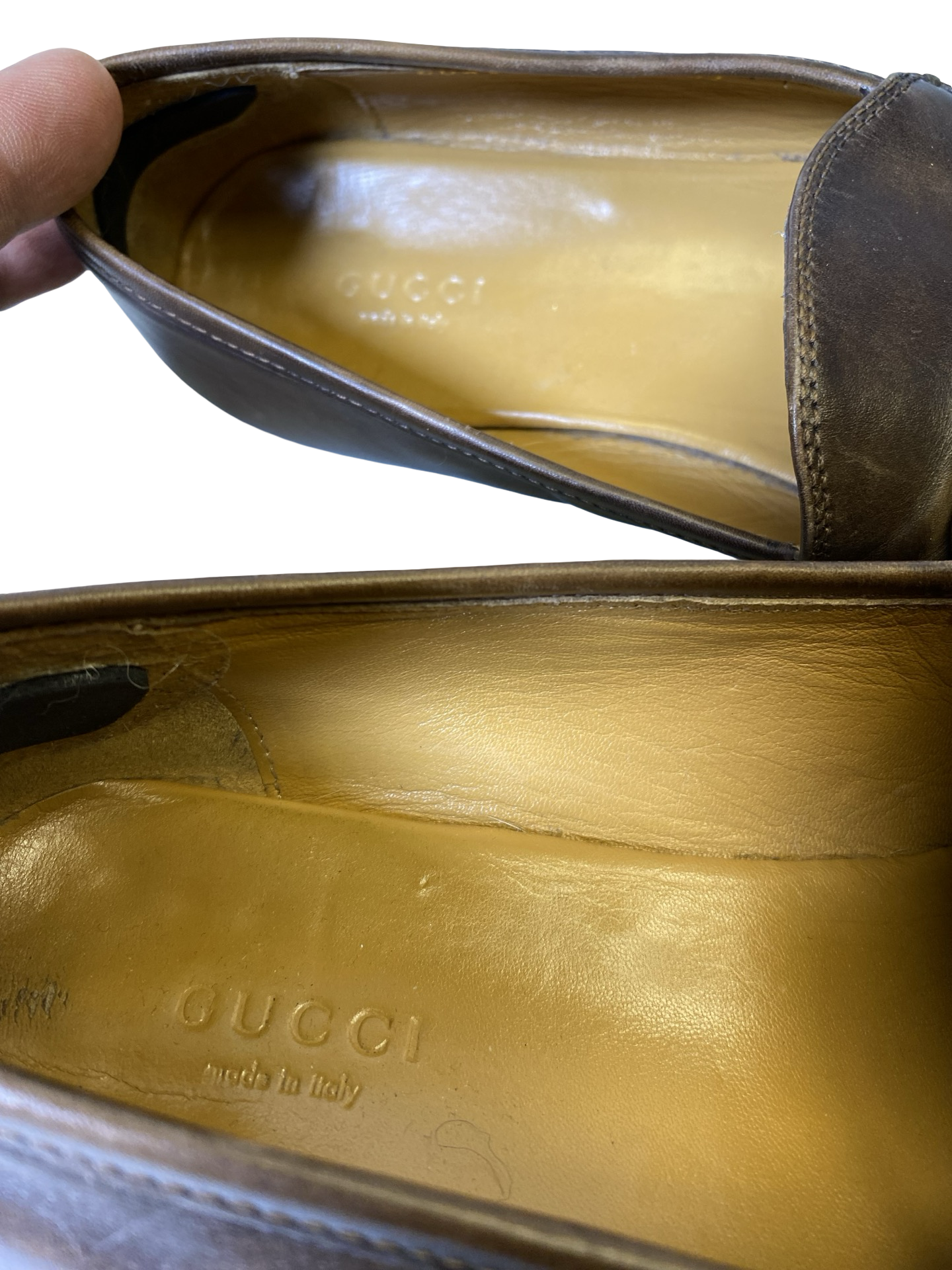 Shoes Luxury Designer By Gucci In Brown, Size: 10