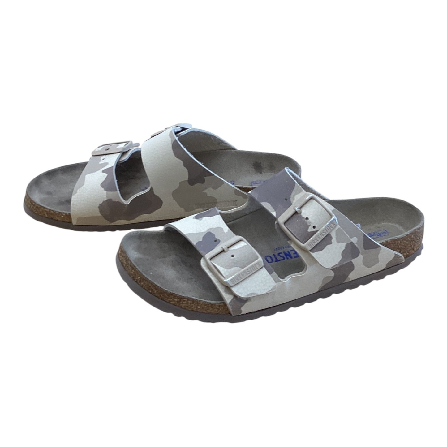 Sandals Flats By Birkenstock In Camouflage Print, Size:9