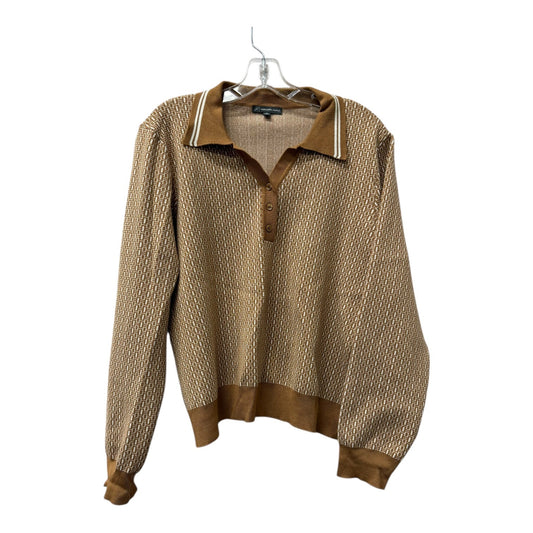 Sweater By Adrianna Papell In Tan & White, Size:Xl