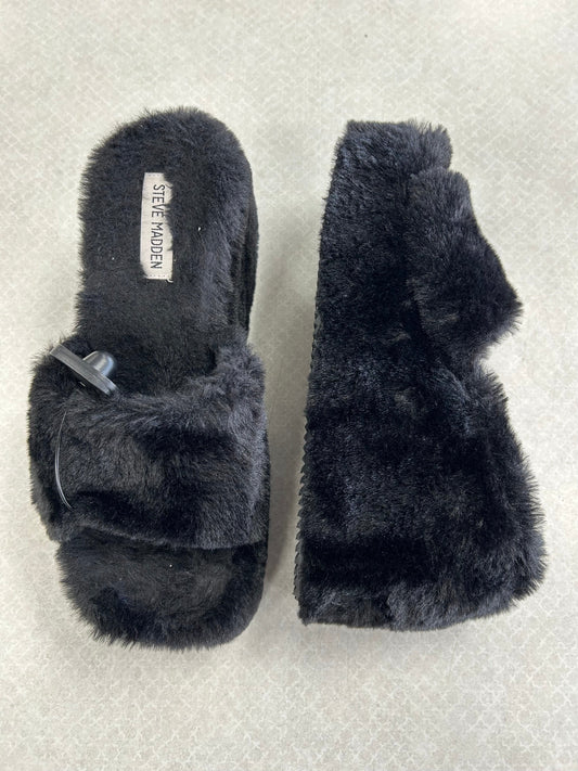 Sandals Heels Platform By Steve Madden In Black, Size:9