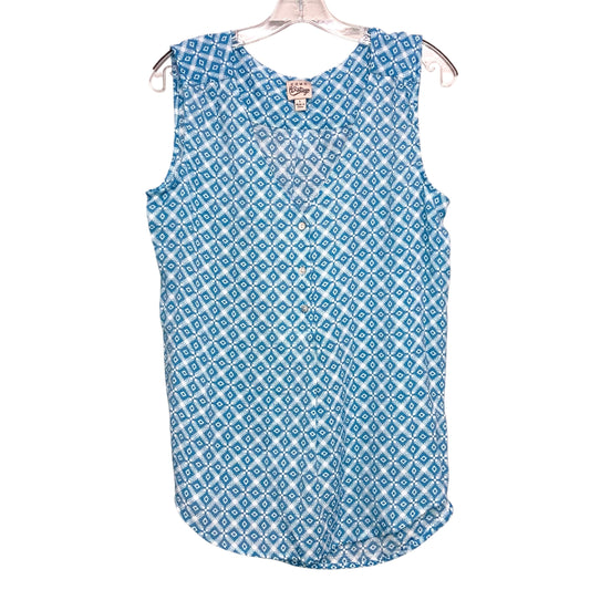Top Sleeveless By Como Vintage In Blue & White, Size:L