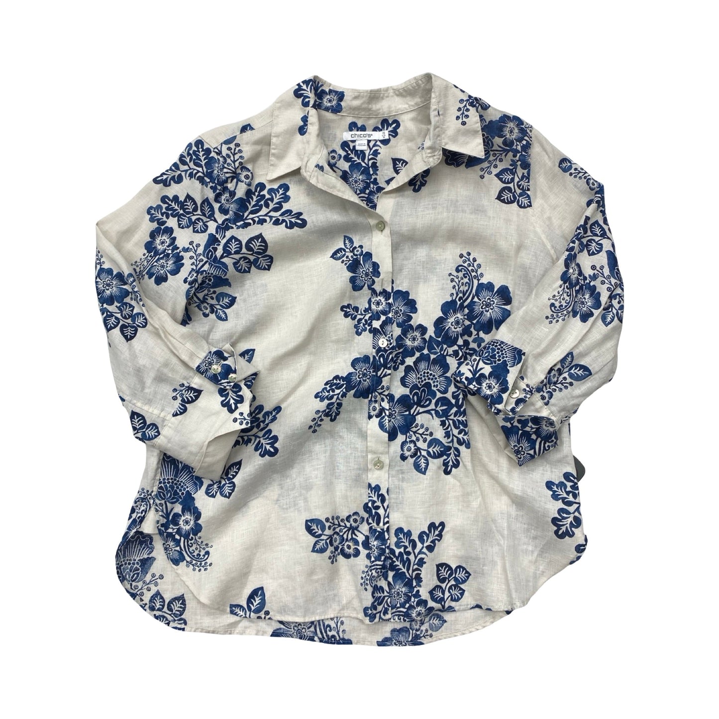 Top Ls By Chicos In Blue & White, Size:10