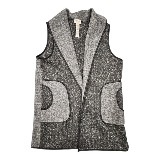 Vest Fleece By Zenergy By Chicos In Black & Grey, Size:Xl