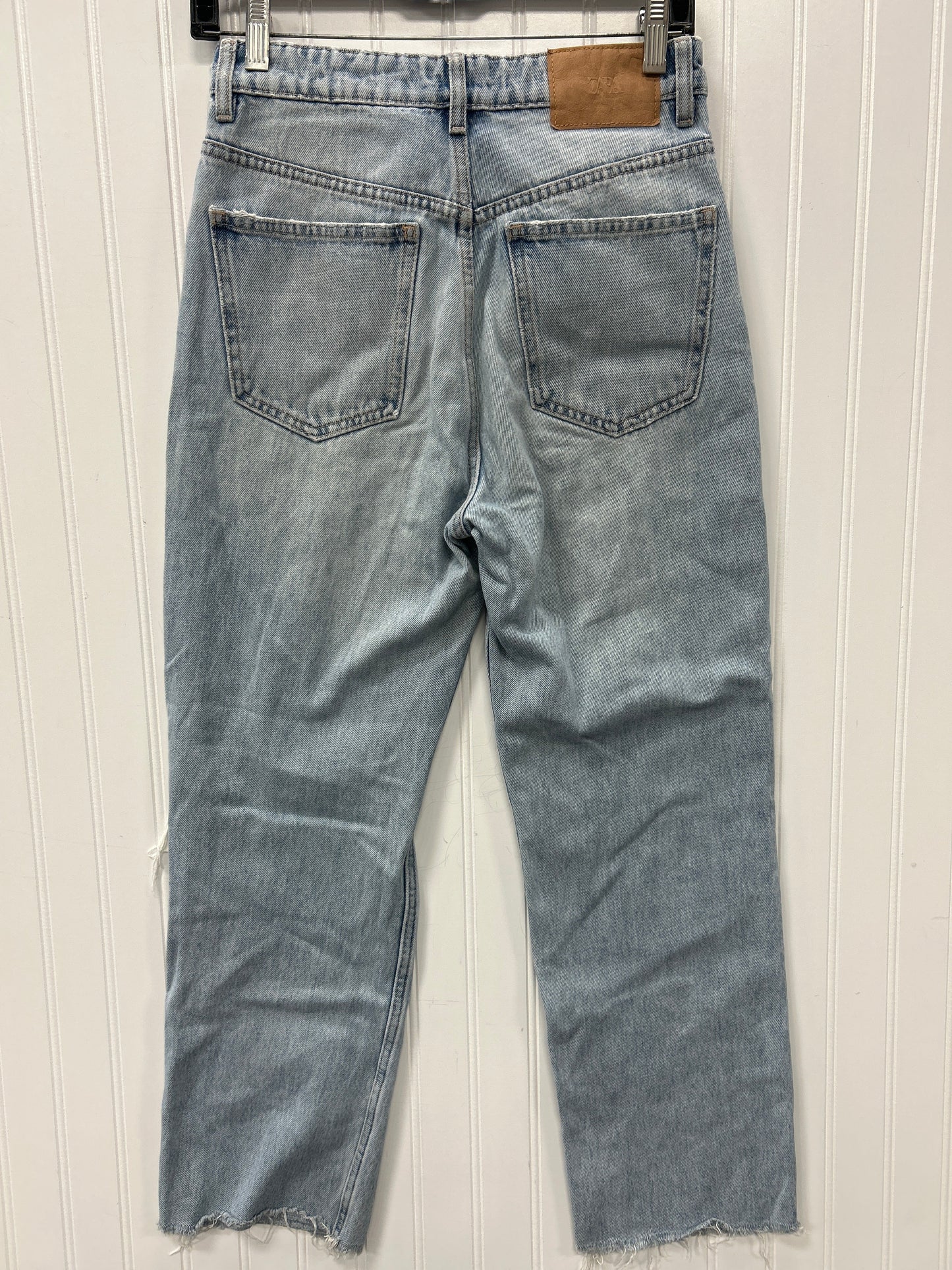 Jeans Straight By Zara In Blue Denim, Size:4