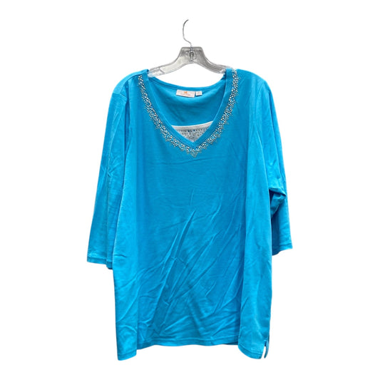 Top 3/4 Sleeve Basic By Quaker Factory In Blue, Size:2X