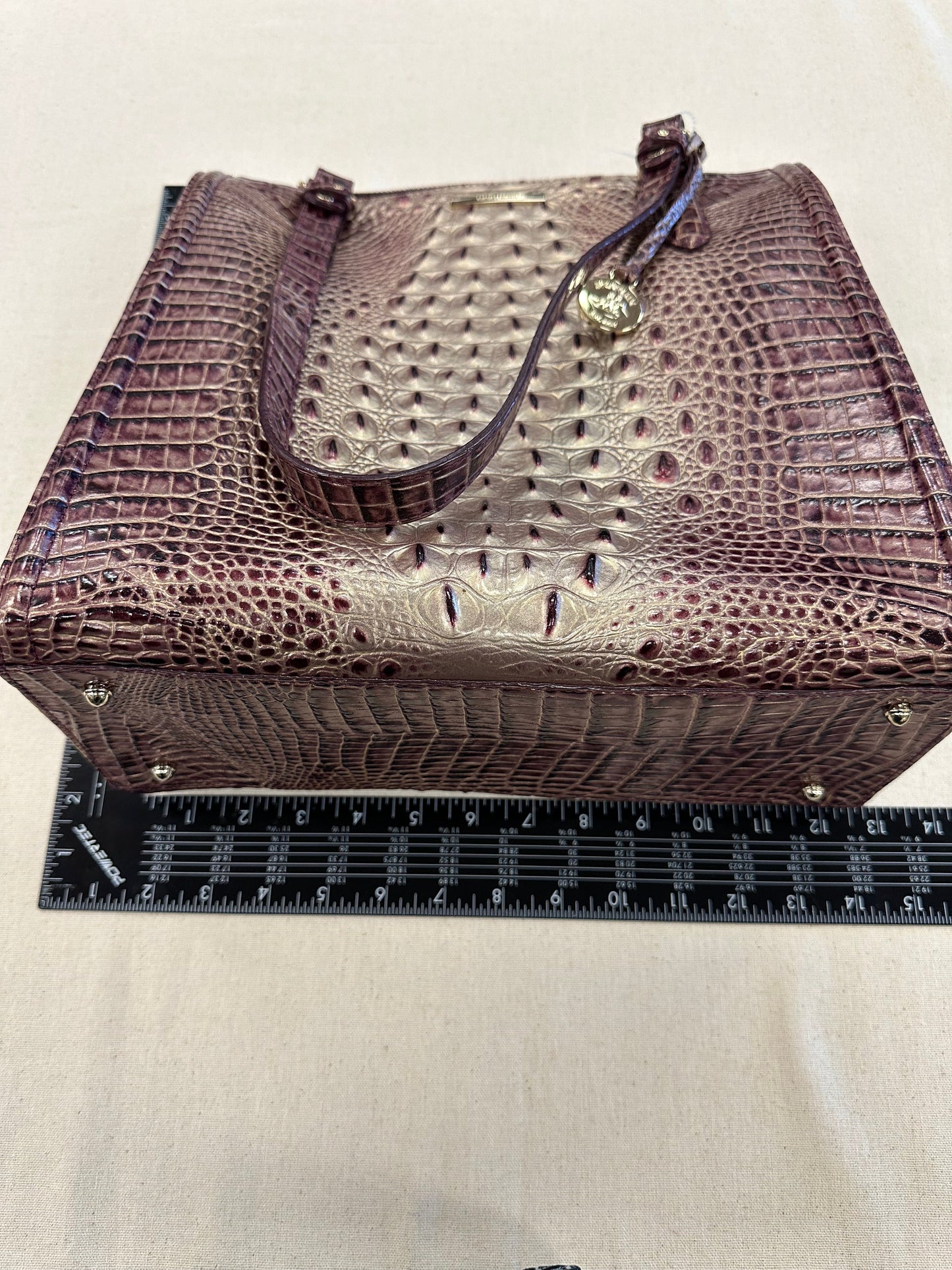 Handbag Designer By Brahmin In Gold & Purple, Size:Large