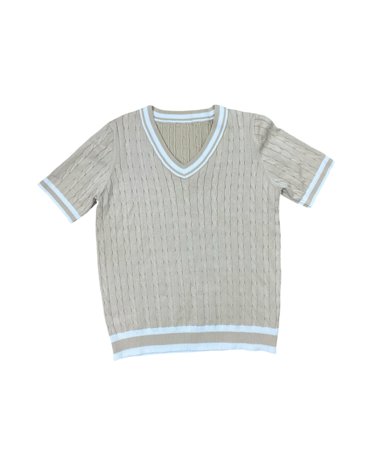 Top Ss By Clothes Mentor In Cream & Tan, Size:L
