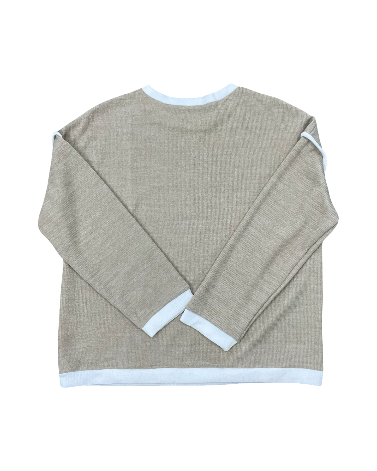 Top Ls By Clothes Mentor In Tan & White, Size:Xl